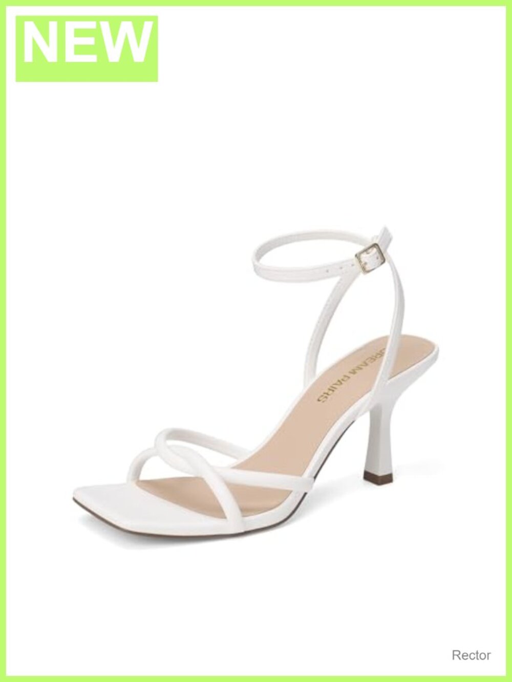 Women's Kitten Heel Ankle Strap Sandals Square Toe Dress Heels Faux Leather
